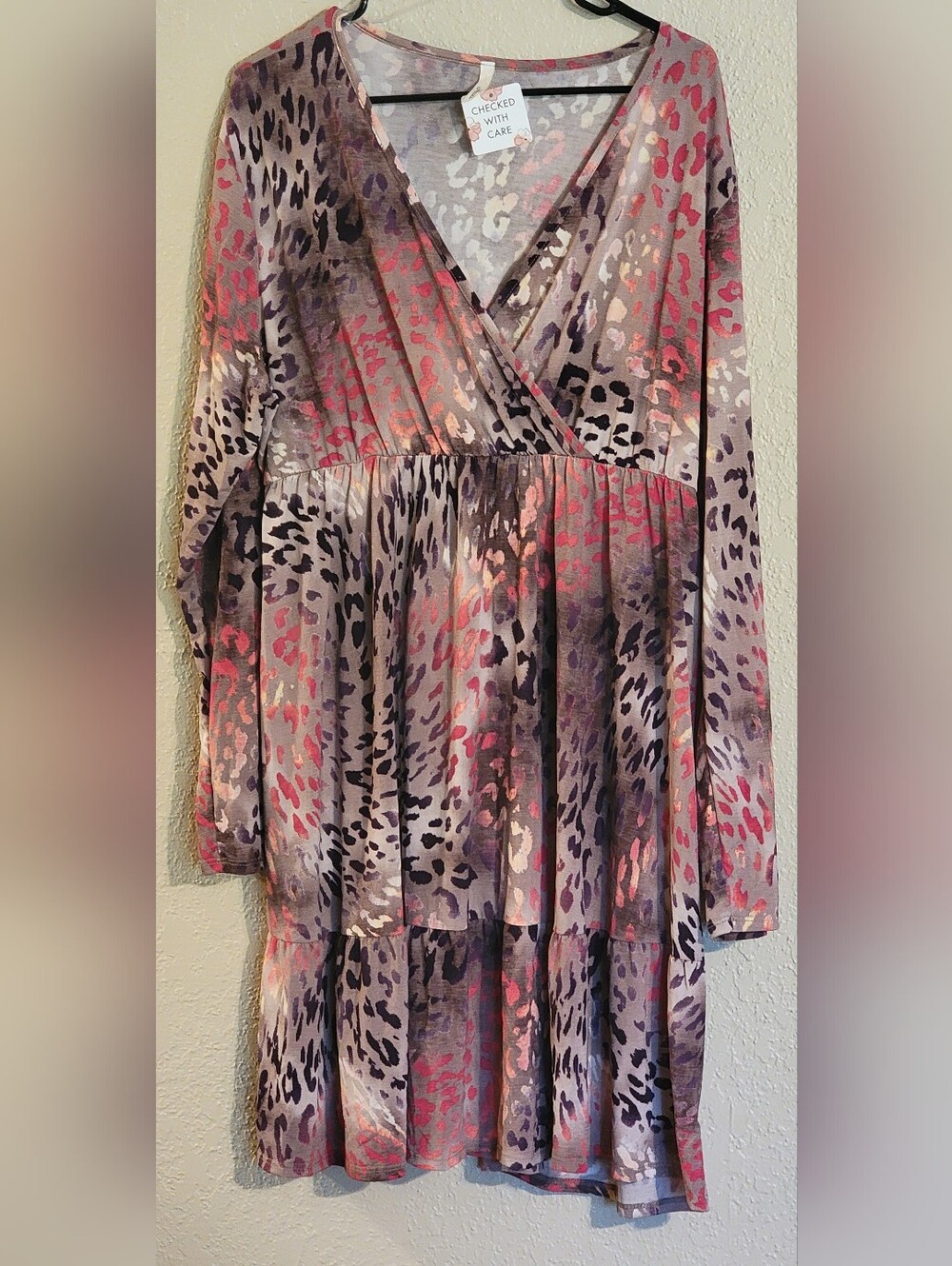Women's Midi Wrap Dress in Mauve Animal Print